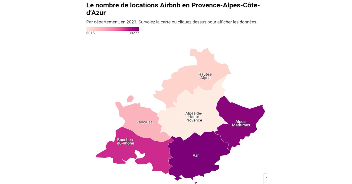 Le nombre de locations Airbnb en Provence